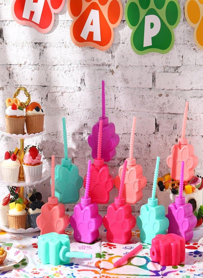 Sratte 12 Pieces 10 oz Dog Paw Cups for with Straw and Lid Dog Theme Birthday party Plastic Puppy Paw Print Drinking Cups for Pet Theme Party Supplies Decorations - Image 4